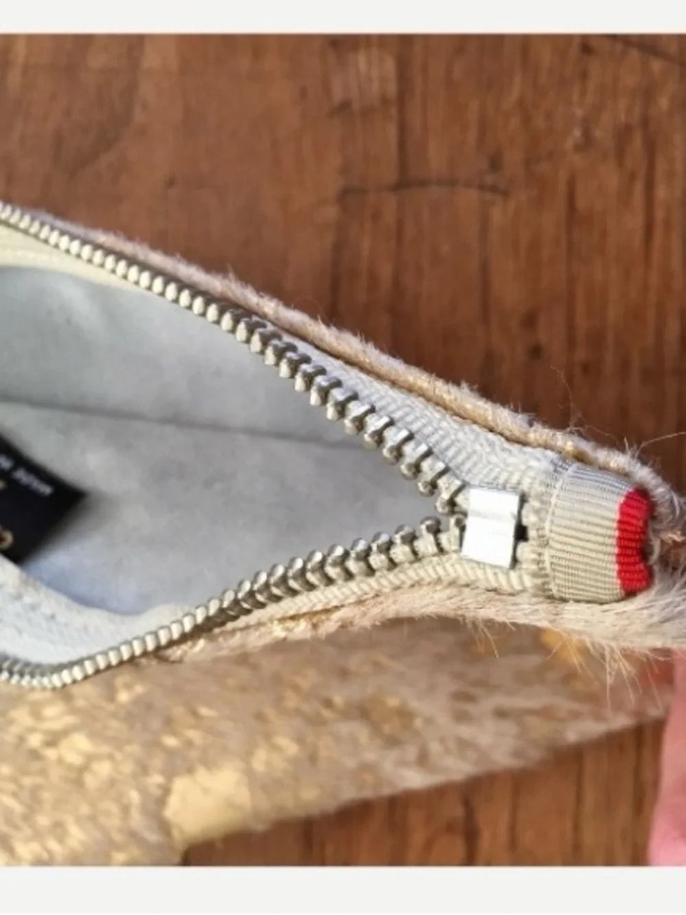 Artisan Made Metallic Gold Pony Fur Leather Clutch with Zipper